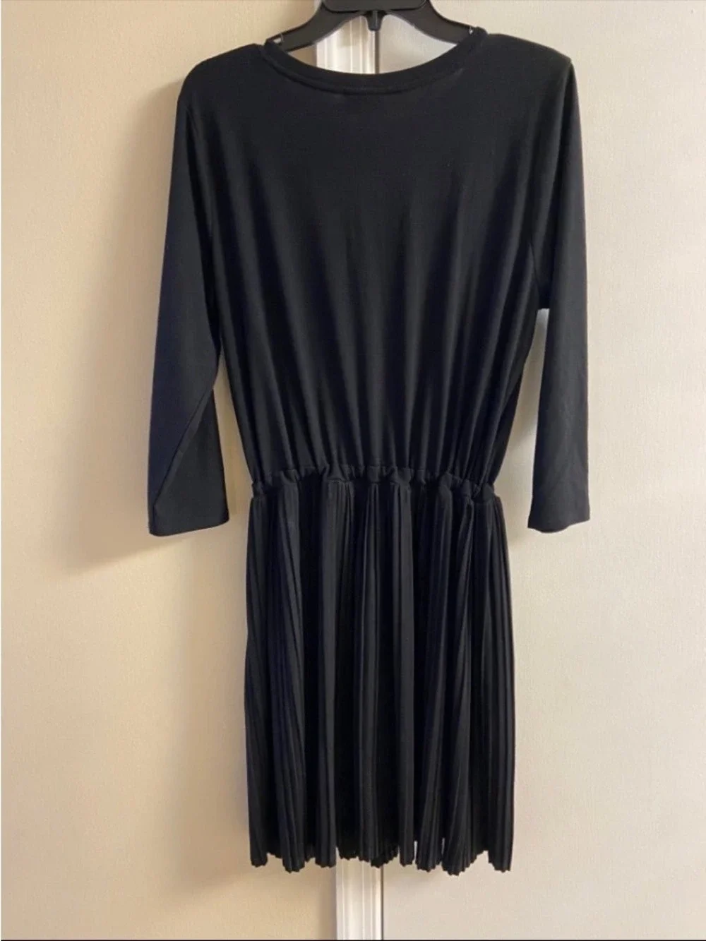 J. Jill Black Long Sleeve Pleated Waist Tie Dress Large petite